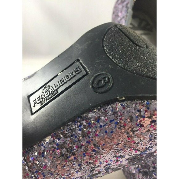 Fergalicious Womens High Heel Pumps Size 6M Silver/Multi-Color Sparkle Glitter - Picture 7 of 10